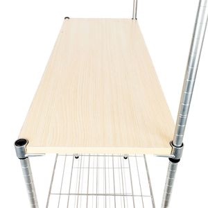 Livraison Gratuite Étagère de Boulanger à Quatre Niveaux pour Four à Micro-ondes, Durable avec Plateau en MDF, 6 Barres Ondulées, Argent, Étagère Utilitaire à Quatre Niveaux par YJ - Product Image 3