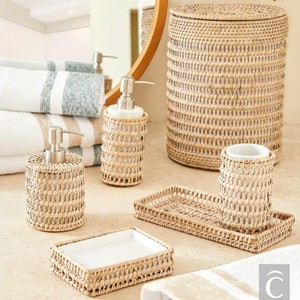 Juego de Accesorios Decorativos de Ratán para Baño, Elegante Organizador de Tocador para Encimera de Baño, Decoración del Hogar - Product Image 1