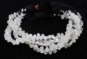 Natural White <b>Rainbow</b> Moonstone Faceted Tear Shape Beads 4x6MM Moonstone Side Drop Beads 8 Inch <b>Rainbow</b> Moonstone For Jewelry - Product Image 3