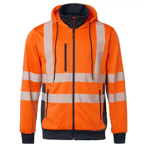Vêtements de travail personnalisés pour l'extérieur, sweats à capuche zippés de construction, vêtements de sécurité réfléchissants, sweats à capuche zippés en polyester à manches longues - Product Image 4