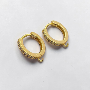 Wholesaler 18K Gold Plated Brass CZ Micro Pave <b>Huggie</b> DIY Hoop Earrings with Loop Charm Connector Jewelry Findings Rajasthan - Product Image 5