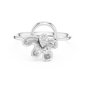 Anillo Minimalista en Forma de Flor de Oro Amarillo Sólido de 10k, 14k, 18k con Diamantes Cultivados en Laboratorio de Corte Redondo, Anillo de Boda Clásico, Regalo para Ella - Product Image 5