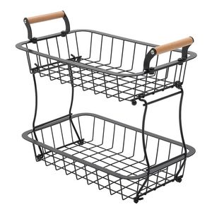 Accessoires de cuisine en métal, panier de rangement pour fruits, multifonctionnel, détachable, en fil métallique, à 2 niveaux, pliable, pour table - Product Image 6