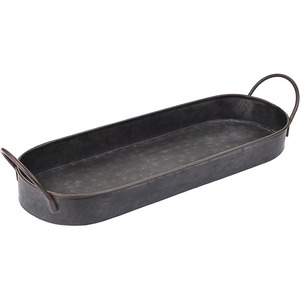 Bandeja Decorativa Ovalada de Metal con Asas, Estilo Industrial, Acabado Envejecido, Paquete Individual - Product Image 3