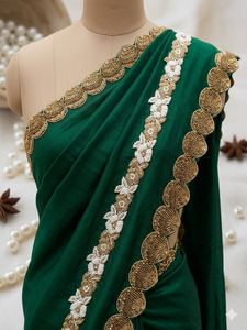 ผ้าลูกไม้ตาข่ายปักมือลายดอกไม้บาโรก 3 มิติ หรูหรา แฟนซี เซ็กซี่ ประดับเลื่อมทอง ลูกปัดไมโคร งานปักละเอียด ผ้าทูลล์โปร่งแสง สไตล์ชาติพันธุ์ - Product Image 6