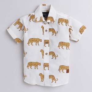 Chemise à Demi-Manches Polka Tots Imprimé Léopard-Blanc - Product Image 1