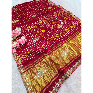 Luxury Gaji Silk <b>Gota</b> Patti Saree Traditional Indian Wedding Saree - Product Image 1