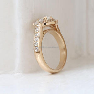 IGI/GIA Lab Grown Vintage 14k or jaune mariage/fiançailles unisexe bague coupe diamant anniversaire fête cadeau poire coupe diamant - Product Image 2