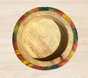 Cuenco de cera de madera multicolor, redondo, pulido, de superficie lisa, duradero y vibrante. - Product Image 2