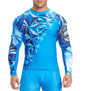 Rohzen Sports Breathable Full Sleeve <b>Compression</b> Rash Guard <b>Men</b> Quick Dry MMA BJJ Digital Printed Athletic Performance <b>Shirt</b> - Product Image 1