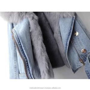 <b>Top</b> Quality Fashion Women <b>Fur</b> Denim Jacket 100%Cotton Jackets For women Cropped - Product Image 2