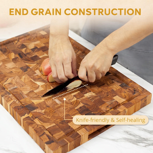 Solid Wood End Grain Cutting Board, Thick Durable, Warp Resistant, Food Safe Kitchen Chopping <b>Block</b> Board - Product Image 6