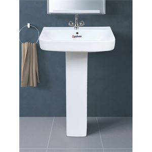 Lavabo en céramique blanc de qualité standard certifié CE et ISO, finition lisse et brillante, avec piédestal, disponible à la vente - Product Image 1