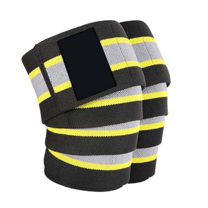 Rodilleras Elásticas Unisex de Alta Resistencia con Diseño de Rayas en Contraste, Cierre Ajustable de Gancho y Bucle, Soporte para Levantamiento de Pesas y Powerlifting - Product Image 2