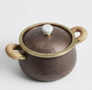 Soupières Vintage en Cuivre Sterling de Qualité Supérieure avec Poignées en Bois Martelé – Essentiels pour la Cuisine et la Table - Product Image 3