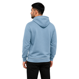 Sweat-shirt à capuche pour homme Euro, bleu clair uni, décontracté, avec logo sur le devant, en molleton tricoté, pour l'automne - Product Image 4