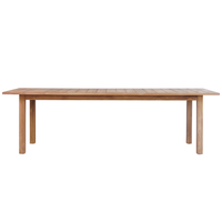 Table de jardin Andrea en teck massif, moderne, doublement extensible, résistante aux intempéries, pliable pour une utilisation en jardin et en parc