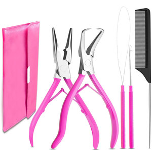 Beauty & Crafts Hair Extension Tools Kit with Stainless Steel Pliers <b>Set</b> for Micro Beads <b>Crochet</b> Needle Pulling <b>Hook</b> Tail - Product Image 1