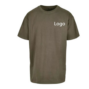 Camiseta de Algodón Morada Extra Grande para Hombre, Manga Corta, Cuello Redondo, Color Sólido Informal, Logotipo Estampado en la Parte Delantera, Tejido Jersey - Product Image 5