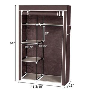 64\" Dark Brown Portable <b>Closet</b> <b>Storage</b> Organizer Wardrobe Clothes Rack with Shelves for <b>Organization</b> - Product Image 6