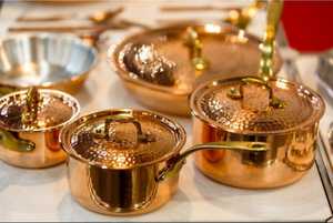 Modern Hammered Copper Cookware <b>Set</b> Round Metal Dishwasher Safe Eco-Friendly Leak-Proof <b>Pots</b> and Pans with Stainless Steel Lids - Product Image 6