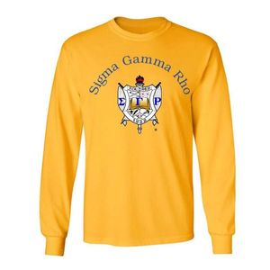 T-shirt personnalisé à manches longues pour femme, motif drapeau mondial, imprimé graphique lettres grecques, col rond, décontracté, style universitaire - Product Image 1