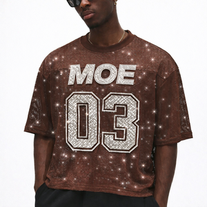 Jersey de Fútbol Americano Personalizado con Malla de Diamantes de Imitación, Estilo Urbano Oversize, 100% Poliéster, Uniforme de Equipo, OEM al por Mayor - Product Image 2