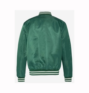 Bomber universitaire pour hommes blouson de baseball bombardier en soie et satin pour lettre avec broderie personnalisée OEM - Product Image 2