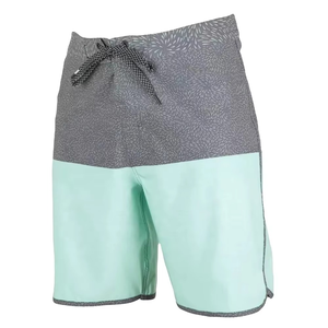 Men's Quick Dry Board Shorts | Two-Tone Mint Green & <b>Grey</b> Patterned Swim <b>Trunks</b> | High-Performance Summer Surf Beach Shorts - Product Image 1