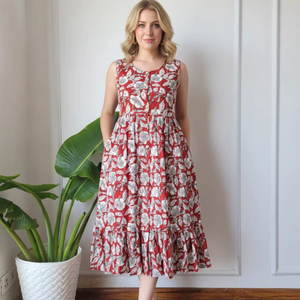 ชุดเดรสยาวปักลายวิจิตรสำหรับผู้หญิง คอลเลคชั่นพิเศษประจำฤดูร้อนปี 2021 คอวี ทรงพลิ้วไหว เหมาะสำหรับใส่ไปเที่ยวทะเล ชายกระโปรงระบาย แต่งระบายหลากหลายแบบ - Product Image 1