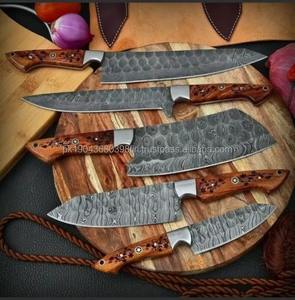 Juego de Cuchillos de Cocina Profesionales de 5 Piezas, Hechos a Mano en Acero de Damasco, con Mangos de Plástico y Hoja de Punta Caída, Personalizables OEM - MS Enterprise - Product Image 2