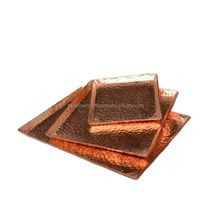 Plateau de service en cuivre fait main de haute qualité forme carrée dernière arrivée plateau décoratif pour usage domestique artisanat naturel - Product Image 1