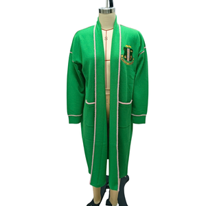 AKA Long <b>Cardigan</b> <b>Sweater</b> Green Women Sorority Inspired Open Front Knitwear Long Sleeve Casual Knitted Coat Elegant Ladies - Product Image 1