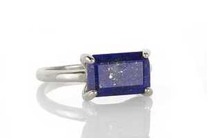 Solid 18K Gold Plated Natural Lapis Faceted Cut Gemstone 925 Sterling <b>Silver</b> <b>Solitaire</b> <b>Rings</b> Fine Jewelry For Women's Party Wear - Product Image 4