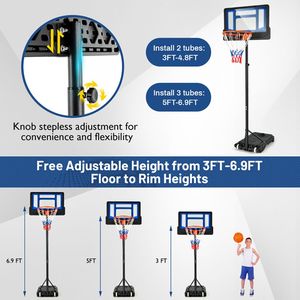 Canestro da Basket Portatile Regolabile in Altezza con Ruote 4.3-8.2 Piedi Attrezzatura da Campo - Product Image 6