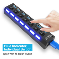 Hub USB, hub USB 3.0 Hub répartiteur multi-USB à 7 ports avec interrupteur pour PC portable