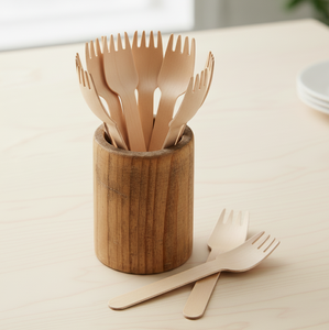 Tenedores de Madera Ecológicos de Textura Fina, 140 mm, Madera de Abedul de Grado Alimenticio para Restaurantes, Eventos y Uso Doméstico - Product Image 3