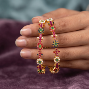 Natural Multi Gemstone Gold Plated Bohemian Style 925 Sterling Silver Bangle <b>Bracelet</b> Designer Jewelry for Anniversary Gift - Product Image 1