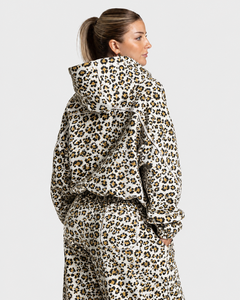 Sudadera con capucha premium para mujer, con estampado de leopardo blanco y amarillo, con contraste de colores, estilo urbano, al por mayor, a la moda, para ropa de mujer - Product Image 2