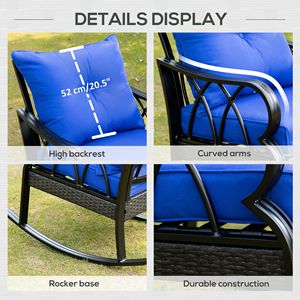 Sedia a dondolo in vimini blu per il relax in giardino e cortile - Product Image 6