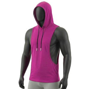 HYPEN SPORTS Unisex 100% Cotton Anti-Pilling <b>Vintage</b> Knitted Tie-Dyed Hooded <b>Tank</b> <b>Top</b> Custom Vest Fitness Wear Breathable Front - Product Image 5
