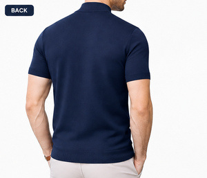 Custom Men's Knitted Turtleneck Short Sleeve Solid Color Casual Top Slim Fit - Product Image 3