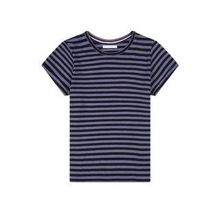 2026 Women's Striped-Crew Neck T-Shirt Regular Fit-Short Sleeve Casual Wear 100% Cotton Breathable Jersey Fabric All Seasons - Product Image 5