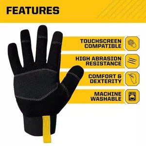 Gants Alpha Racing à doigts entiers, paume en cuir de porc, rembourrage en mousse de 5 mm, coupe-vent, antidérapants, compatibles écran tactile, fermeture auto-agrippante - Product Image 5