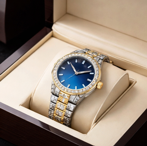 Reloj de Pulsera Mecánico de Lujo para Mujer, con Diamantes Azules, Dos Tonos de Oro y Plata, Acero Inoxidable, Sumergible, Premium para Negocios - Product Image 2