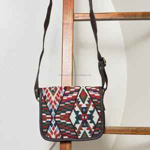 2025 High Quality Handmade Kilim Pattern Leather Sling <b>Bag</b> Adjustable Strap <b>Crossbody</b> <b>Travel</b> <b>Bag</b> Tribal Style Purse for Women's - Product Image 4
