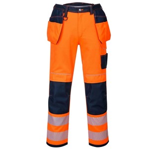 <b>Hi</b>-<b>Vis</b> <b>Orange</b> Safety Workwear Pants Multi-Pocket Cargo <b>Trousers</b> Reflective Tape Men's Construction Work Pants Durable Uniforms - Product Image 2