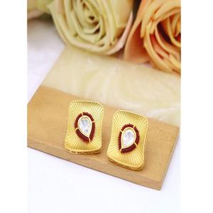 Pendientes Kundan de Moissanita Chapados en Oro Radiante de Primera Calidad, Hermosos para Mujeres y Niñas, Ideales para Bodas y Fiestas - Product Image 1