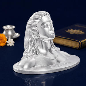 Ídolo Adiyogi Chapado en Plata 999 de Jaipur Metals |   100% Latón |   Artesanía Religiosa |   11x7.5x7cm |   220g |   Templo para Oficina en Casa - Product Image 5