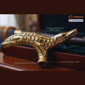 Moderna Empuñadura de Latón con Cabeza de Cocodrilo de 5 Pulgadas para Bastón, Venta al por Mayor OEM - Product Image 5